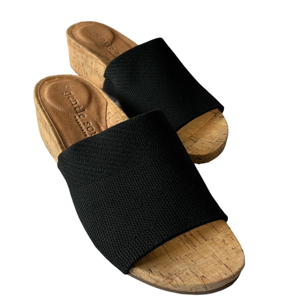 Kenneth Cole Gentle Souls black Gisele wedge slide sandals size 6.5 - Picture 2 of 10
